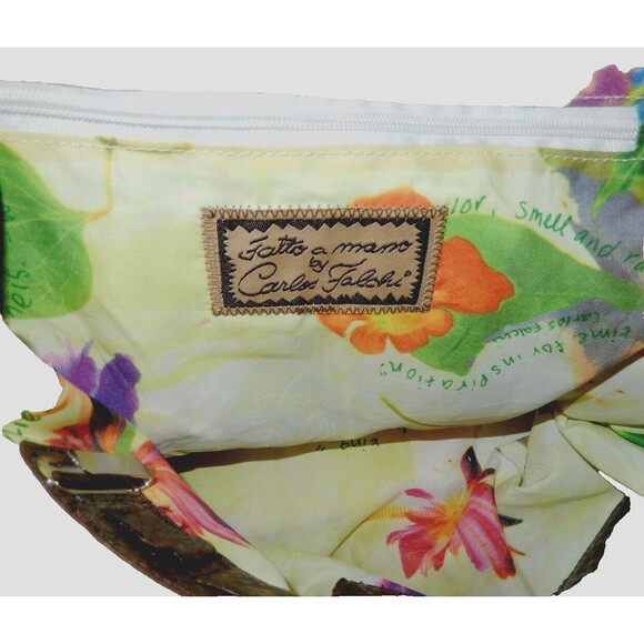 Carlos Falchi Fatto a Mano Shoulder Handbag Purse Brown Snakeskin Reptile Print - Picture 4 of 10